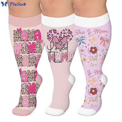 Plus Size Mother's Day Printed Compression Socks - image 0