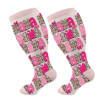 Plus Size Mother's Day Printed Compression Socks - Letters(1 Pair) - 4XL - image 5