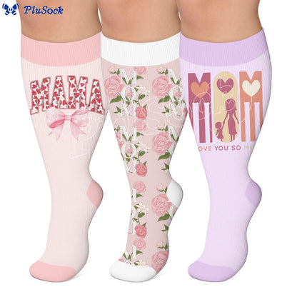 Plus Size Mother's Printed Compression Socks - image 0