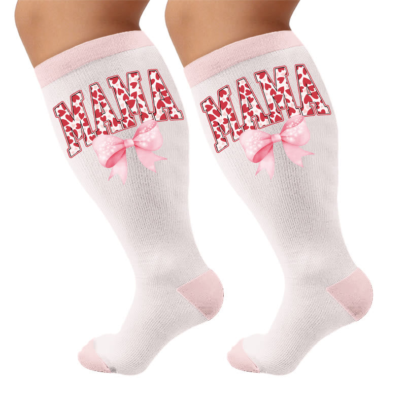 Plus Size Mother's Printed Compression Socks - Letters(1 Pair) - 4XL - image 5