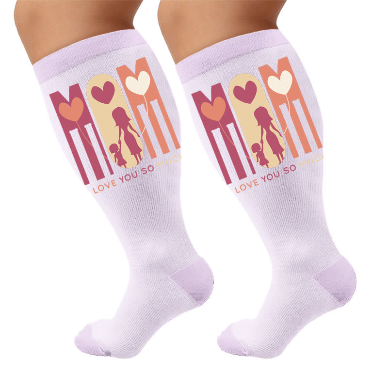 Plus Size Mother's Printed Compression Socks - Hearts(1 Pair) - 4XL - image 7