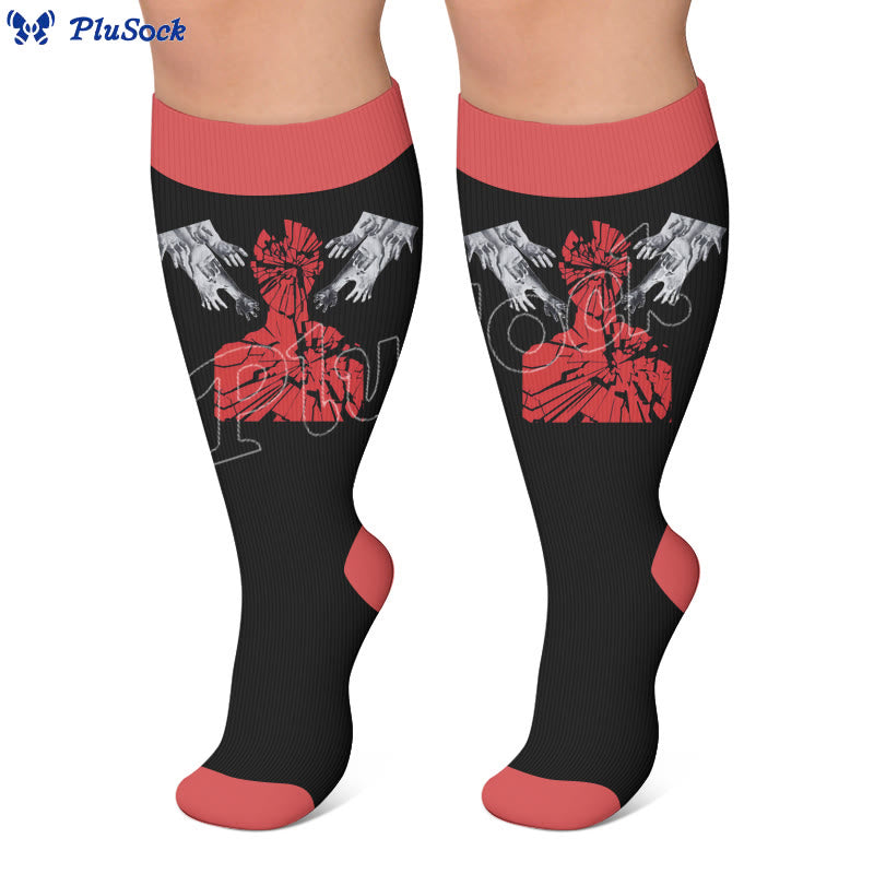 Plus Size Symptom Print Compression Socks - image 4
