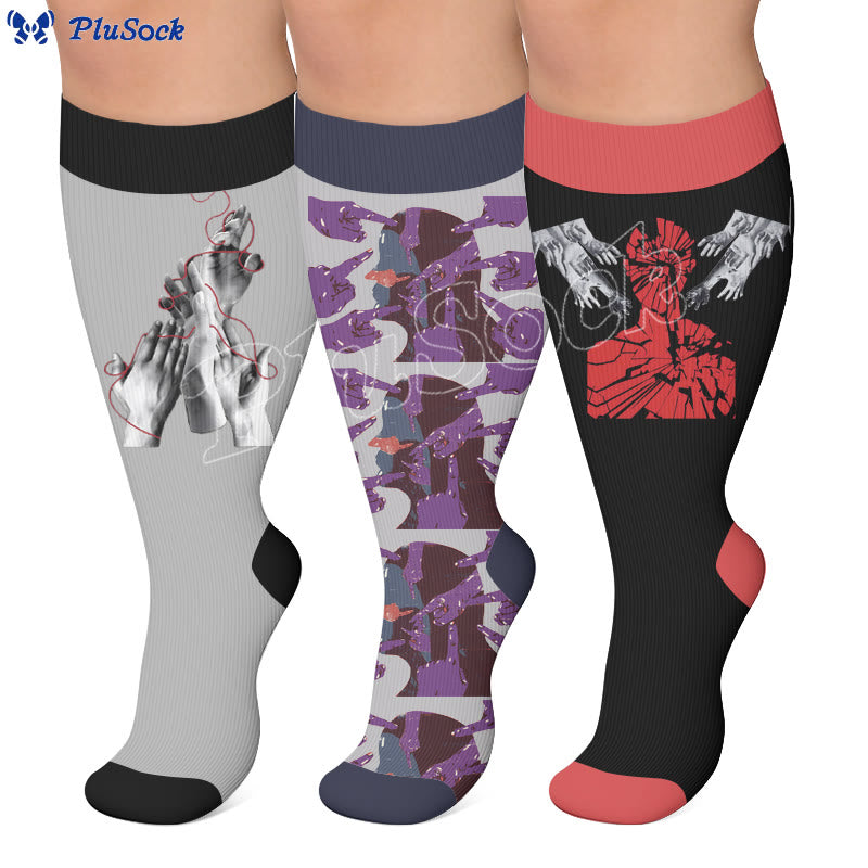 Plus Size Symptom Print Compression Socks - image 0