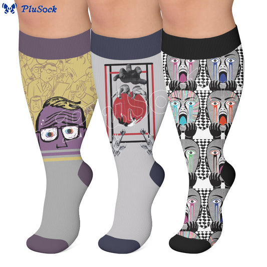 Plus Size Alzheimer's Print Compression Socks - image 0