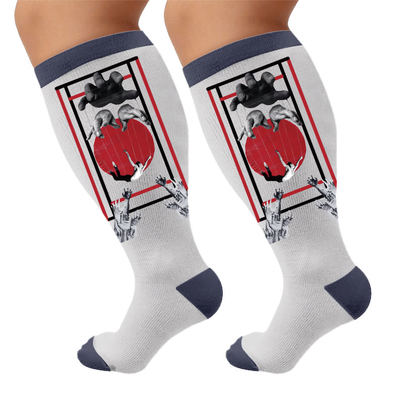 Plus Size Alzheimer's Print Compression Socks - Hand(1 Pair) - 4XL - image 6
