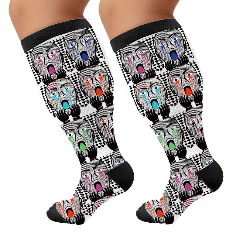 Plus Size Alzheimer's Print Compression Socks - Expression(1 Pair) - 4XL - image 7