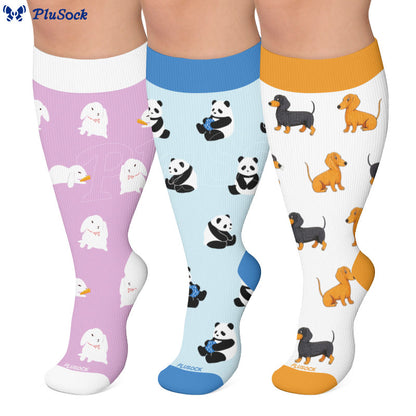 Plus Size Bunny Panda Dachshund Compression Socks - image 0