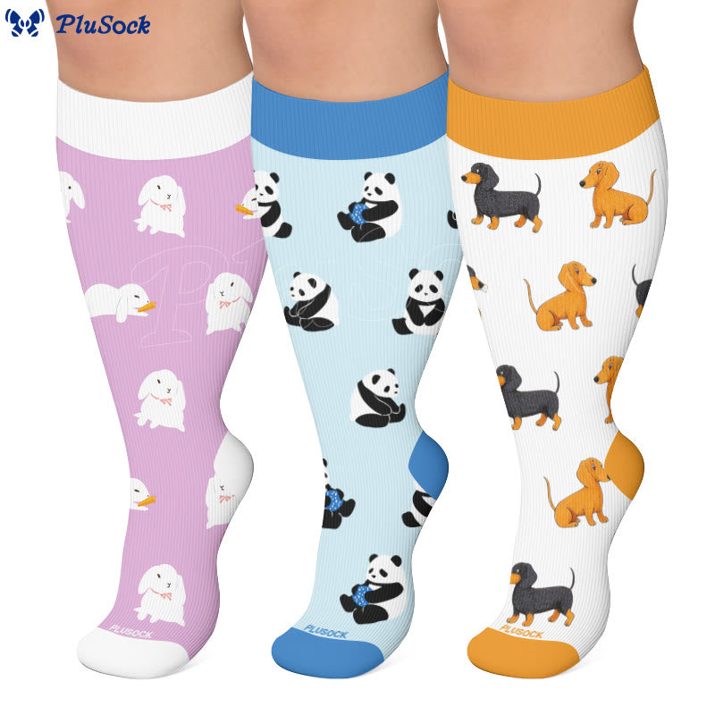 Plus Size Panda Bunny Dachshund Compression Socks - image 0