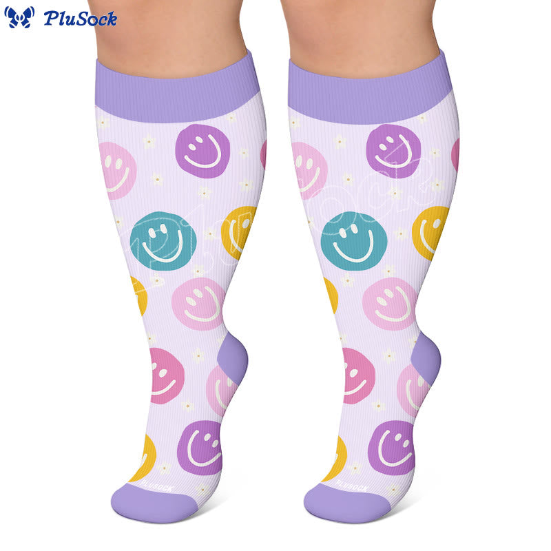 Plus Size Playful Smile Heart Compression Socks - image 2