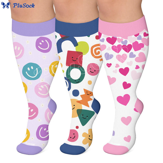 Plus Size Playful Smile Heart Compression Socks - image 0