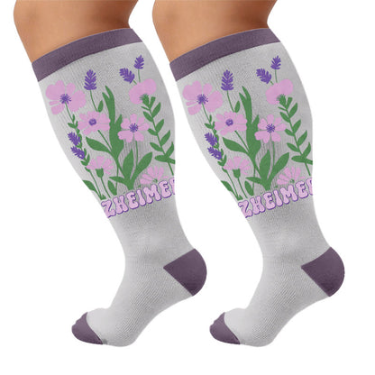 Plus Size Disoriented Print Compression Socks - Florals(1 Pair) - 4XL - image 5