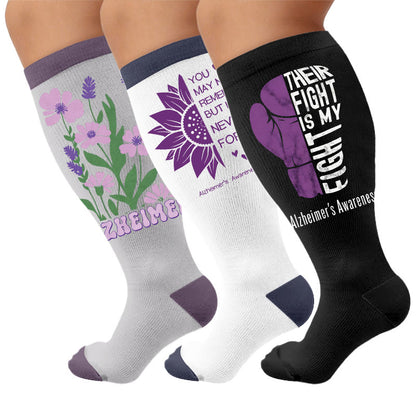 Plus Size Disoriented Print Compression Socks - Multicolor(3 Pairs) - 4XL - image 1