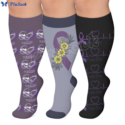 Plus Size Communication Disorder Printed Compression Socks - image 0