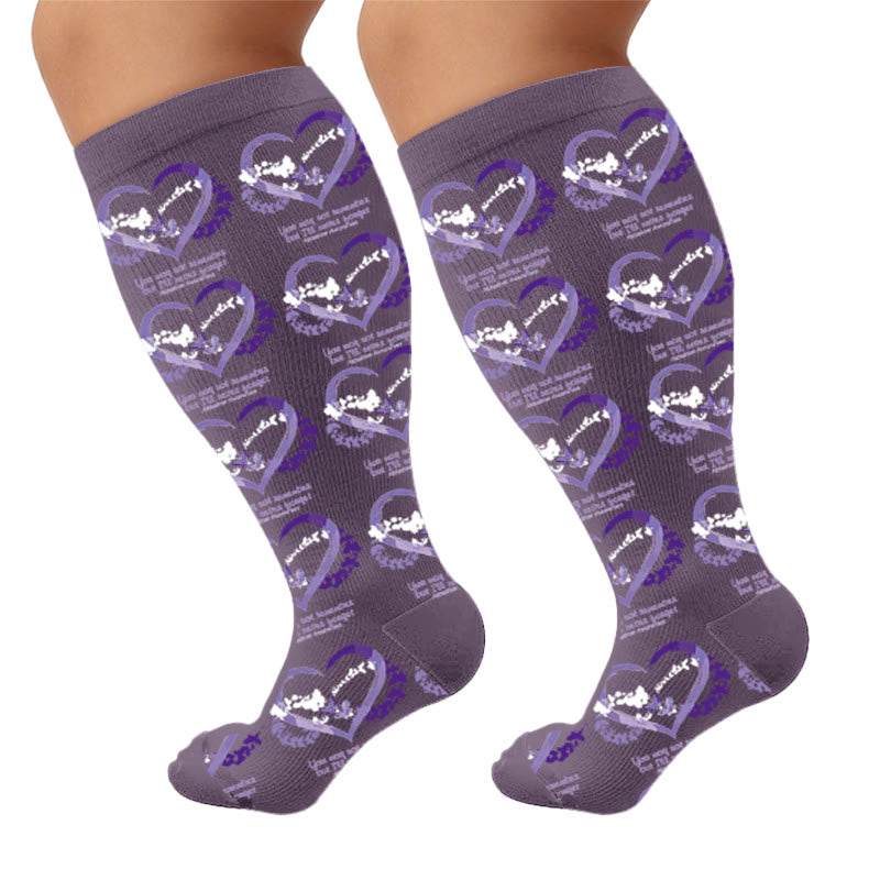 Plus Size Communication Disorder Printed Compression Socks - Letters(1 Pair) - 4XL - image 5