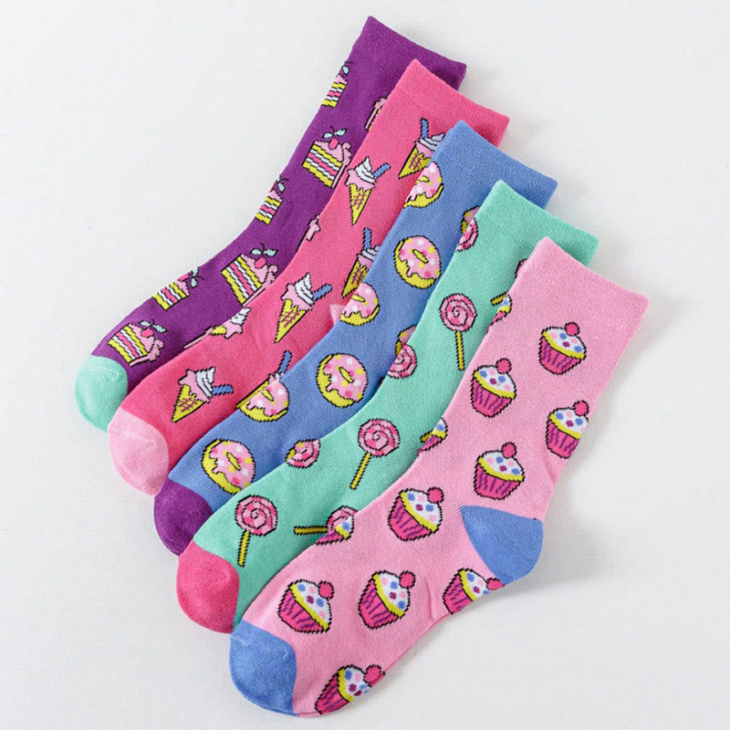 Candy Donuts Quarter Socks(5 Pairs) - Multicolor - EU36-42(US3-8.5) - image 1