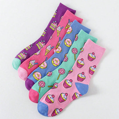 Candy Donuts Quarter Socks(5 Pairs) - Multicolor - EU36-42(US3-8.5) - image 1