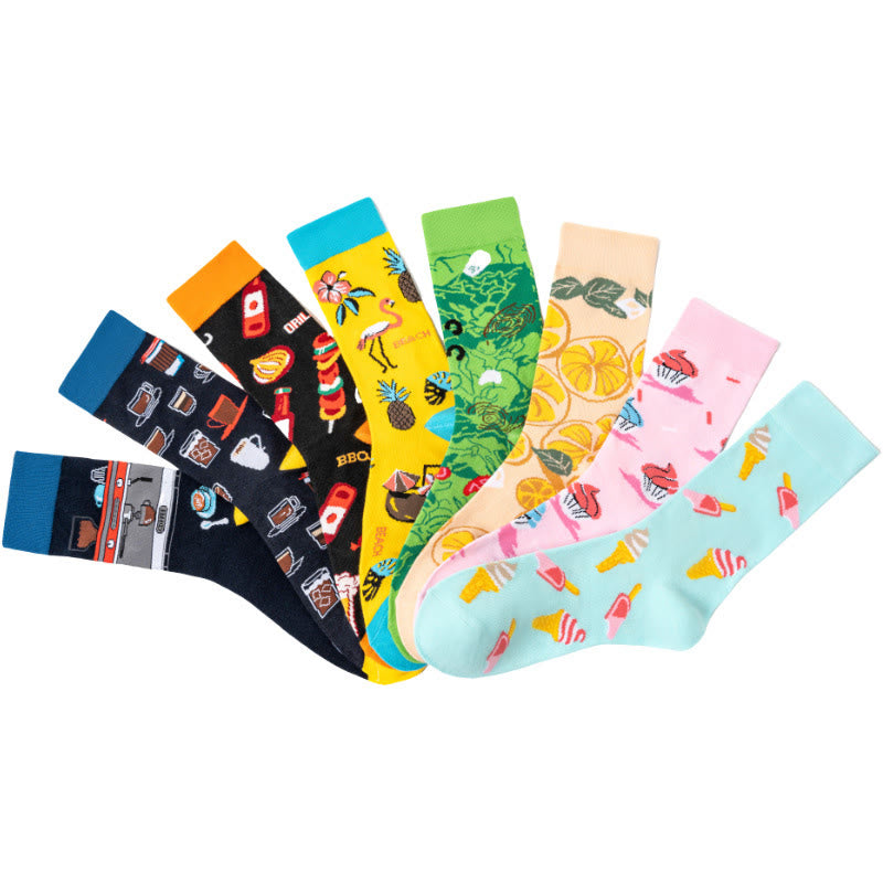 Ice Cream Fruit Quarter Socks(4 Pairs) - Multicolor - EU39-46(US6-12) - image 1
