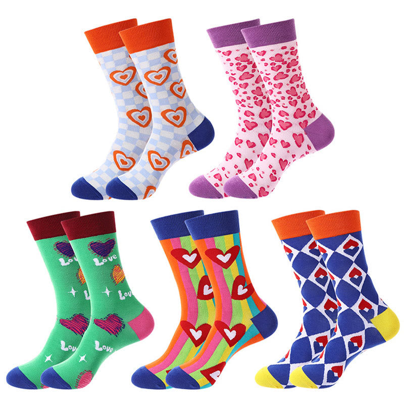 Love Heart Pattern Quarter Socks(5 Pairs) - image 2