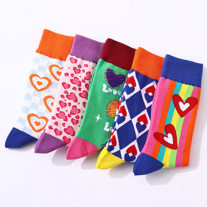 Love Heart Pattern Quarter Socks(5 Pairs) - image 4