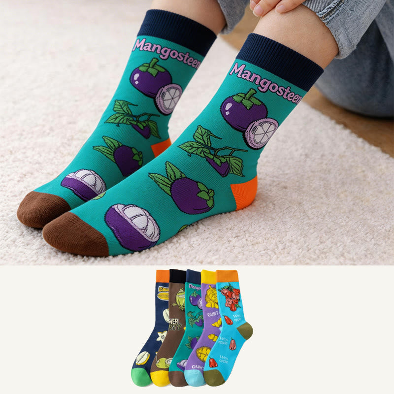 Tropical Fruits Quarter Socks(5 Pairs) - image 0