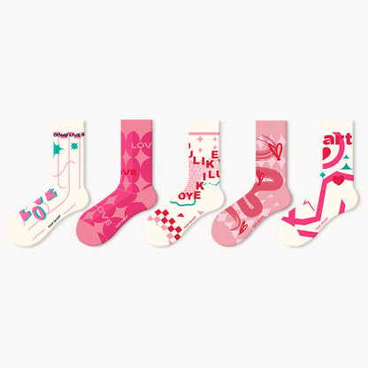 Trendy Pink Tones Quarter Socks(5 Pairs) - Multicolor - EU36-42(US3-8.5) - image 1