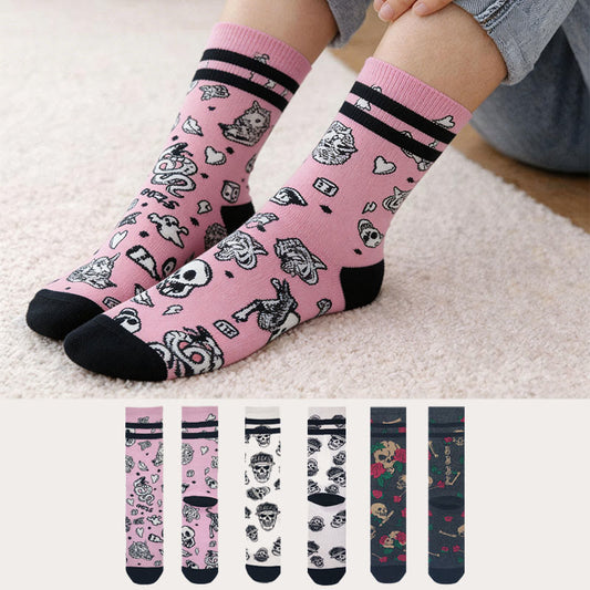 Bold Gothic Quarter Socks(3 Pairs) - Multicolor - EU36-42(US3-8.5) - image 0