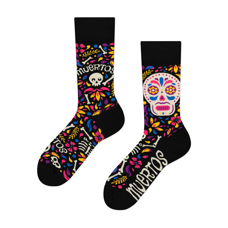Creative Mismatched Skull Quarter Socks(4 Pairs) - image 2