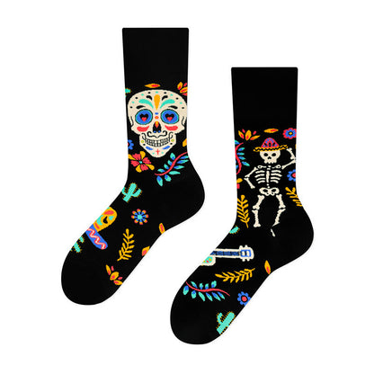 Creative Mismatched Skull Quarter Socks(4 Pairs) - image 3