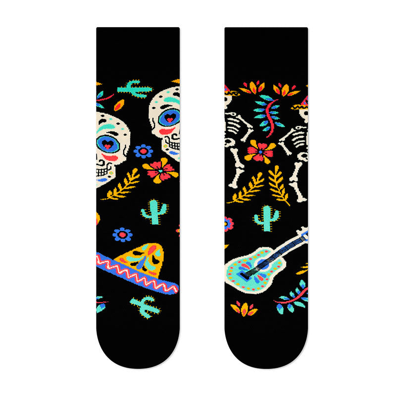Creative Mismatched Skull Quarter Socks(4 Pairs) - image 7