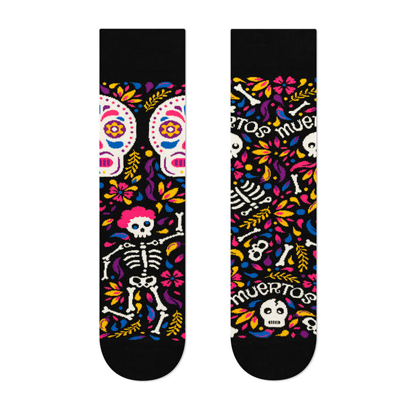 Creative Mismatched Skull Quarter Socks(4 Pairs) - image 8