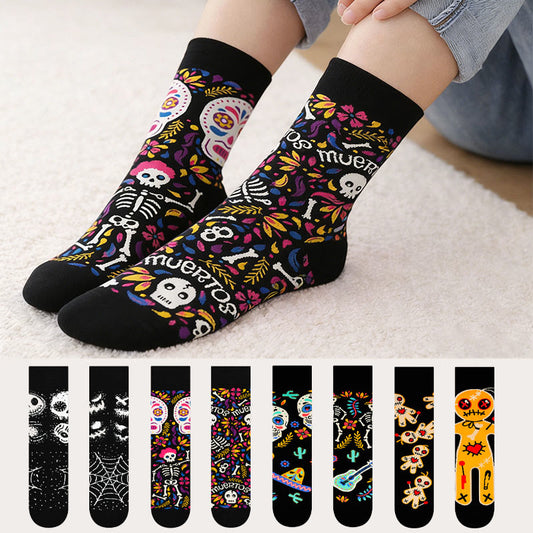 Creative Mismatched Skull Quarter Socks(4 Pairs) - Multicolor - EU36-42(US3-8.5) - image 0