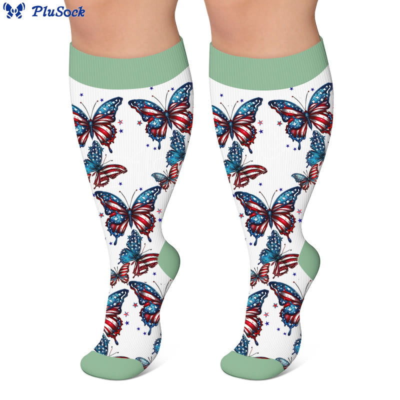 Plus Size Flag Butterfly Compression Socks - image 3