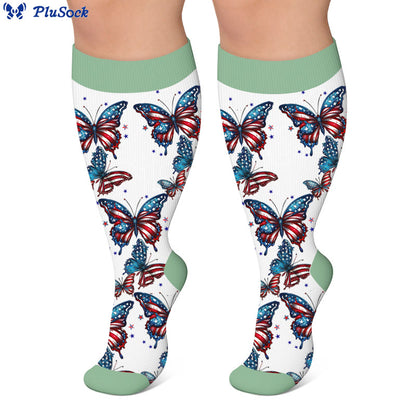 Plus Size Flag Butterfly Compression Socks - image 3