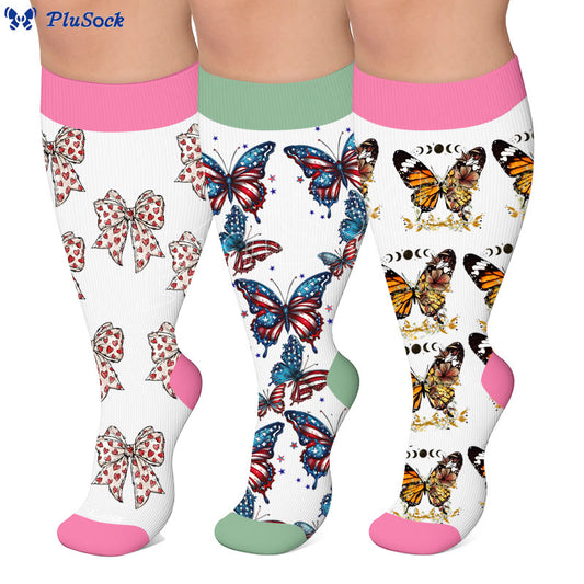 Plus Size Butterfly Bow Tie Compression Socks - image 0