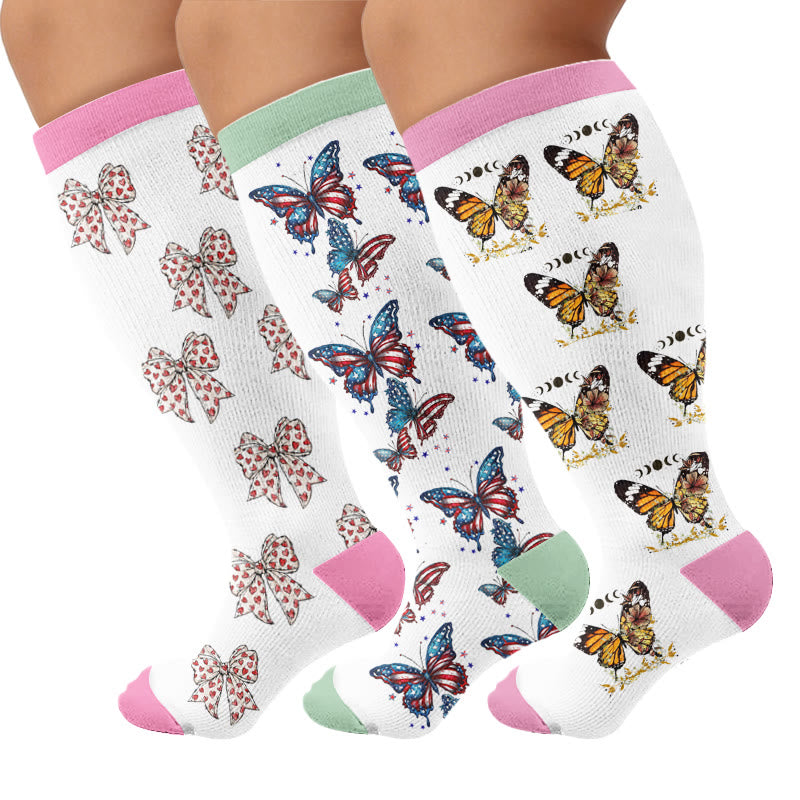 Plus Size Flag Butterfly Compression Socks - image 1