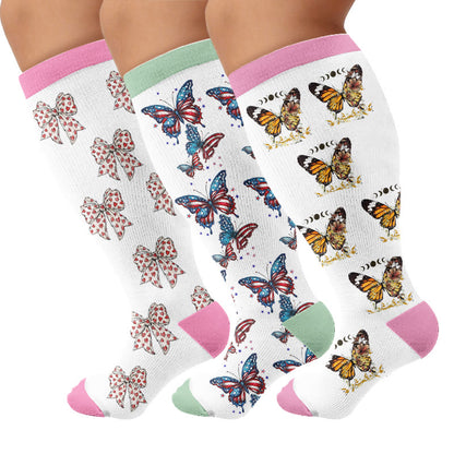 Plus Size Flag Butterfly Compression Socks - image 1