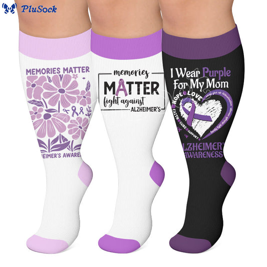 Plus Size Purple Printed Compression Socks - image 0