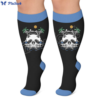 Plus Size Beach Print Compression Socks - image 3
