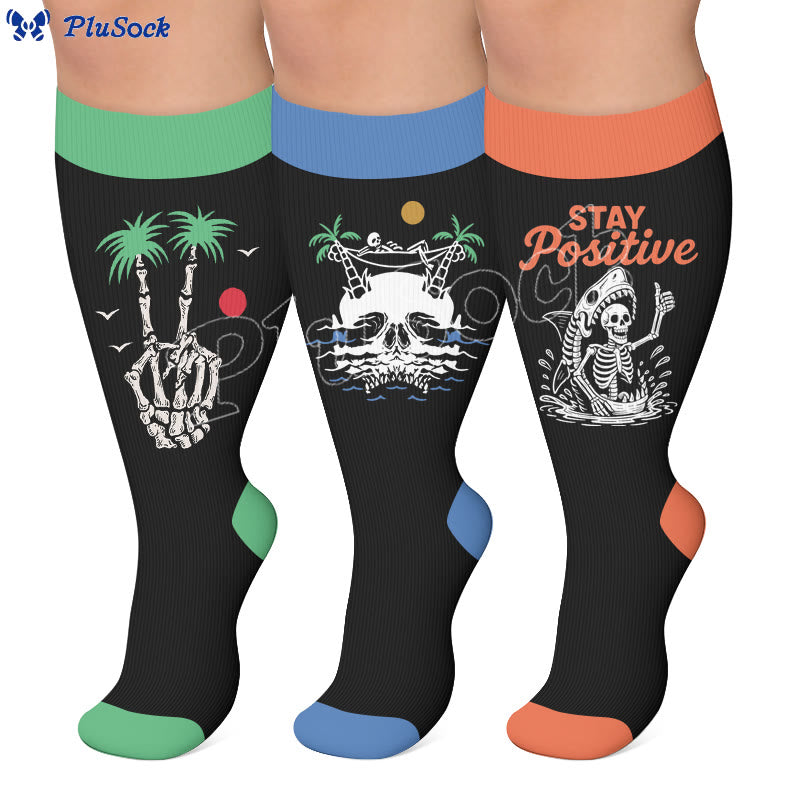 Plus Size Beach Print Compression Socks - image 0