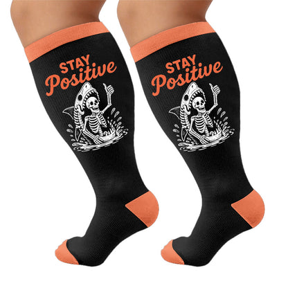 Plus Size Beach Print Compression Socks - Shark (1 pair) - 4XL - image 7