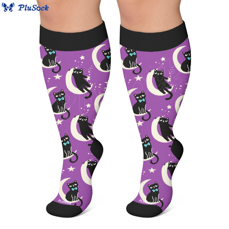 Plus Size Moon Cat Compression Socks - image 2