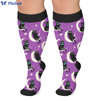 Plus Size Moon Cat Compression Socks - image 2