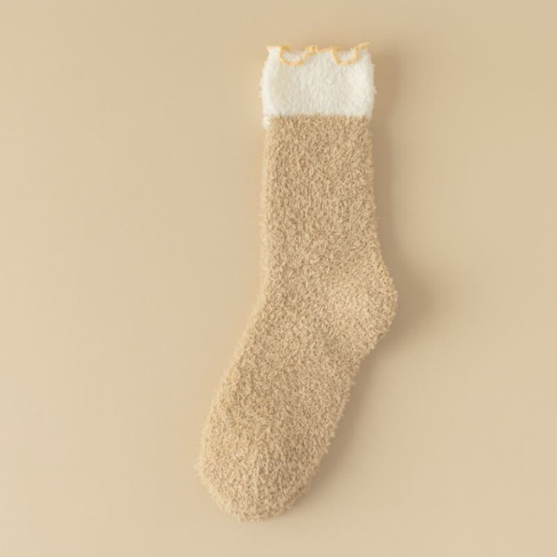Coral Fleece Sleep Socks(7 Pairs) - Khaki - EU 36-40(US 3-7) - image 16