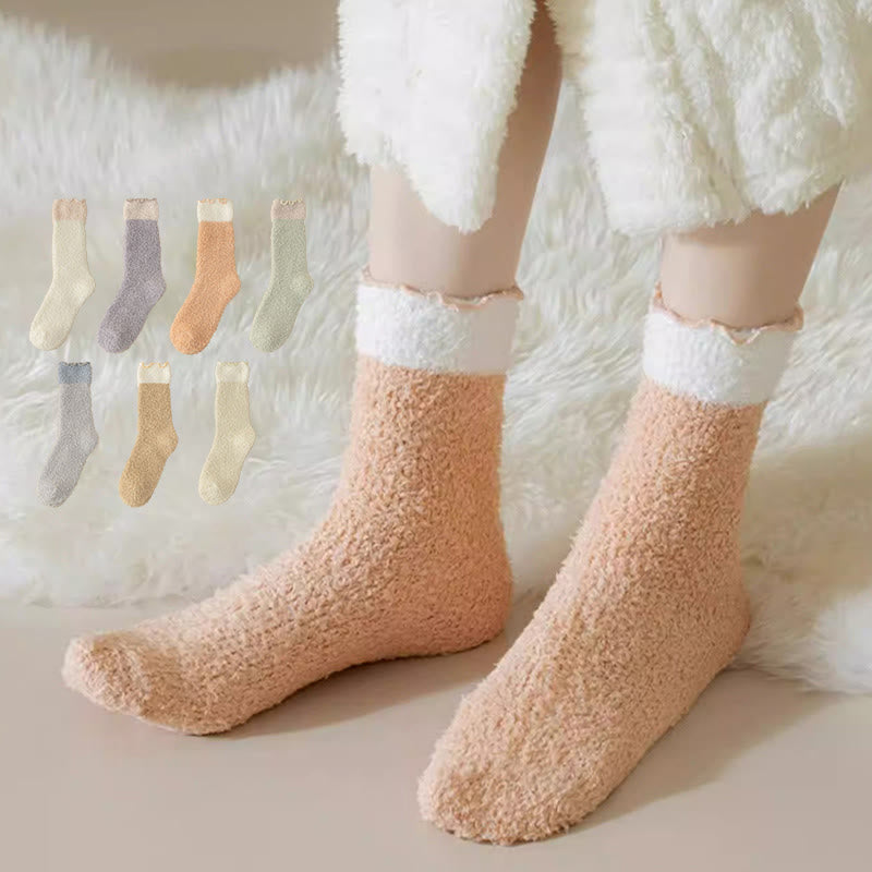 Coral Fleece Sleep Socks(7 Pairs) - Multicolor - EU 36-40(US 3-7) - image 0