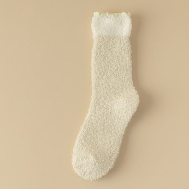 Coral Fleece Sleep Socks(7 Pairs) - Yellow - EU 36-40(US 3-7) - image 12