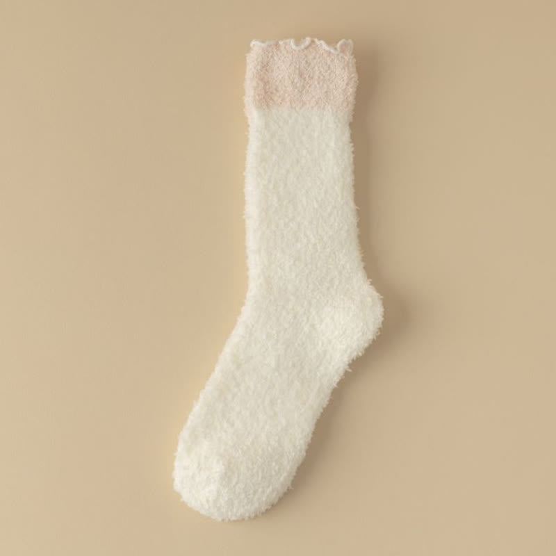 Coral Fleece Sleep Socks(7 Pairs) - White - EU 36-40(US 3-7) - image 11