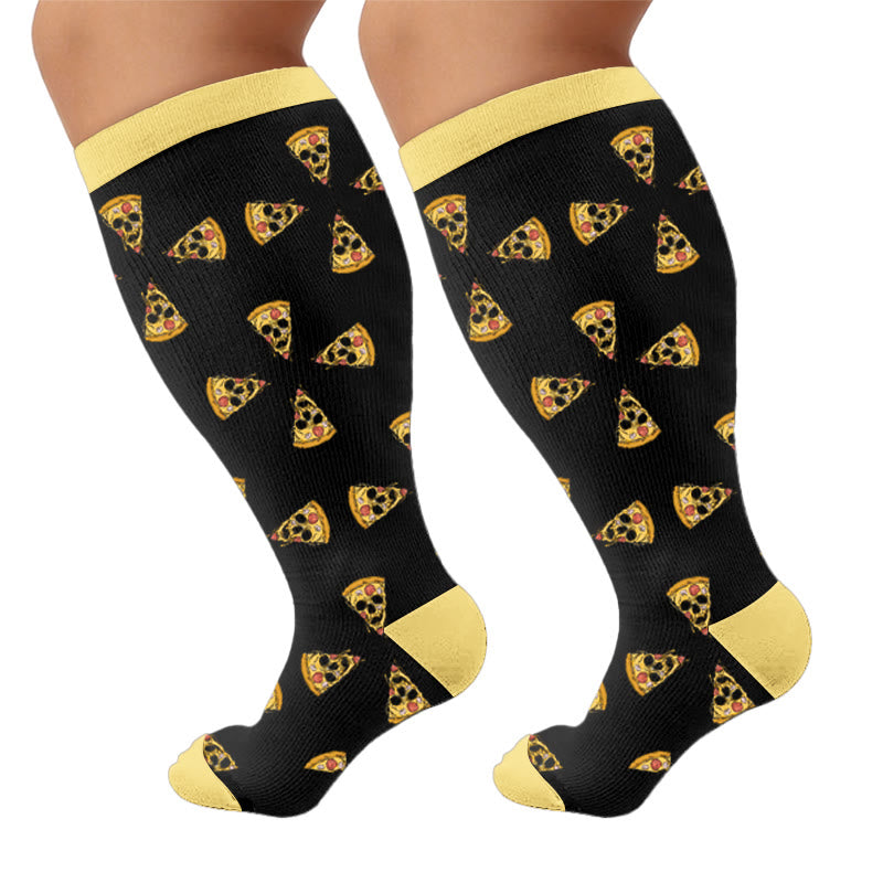 Plus Size Food Print Compression Socks - Popcorn (1 Pair) - 4XL - image 6