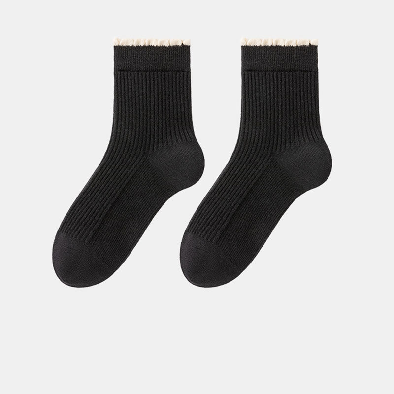 Thickened Mulberry Silk Sleep Socks(3 Pairs) - Black - EU 36-40(US 3-7) - image 14