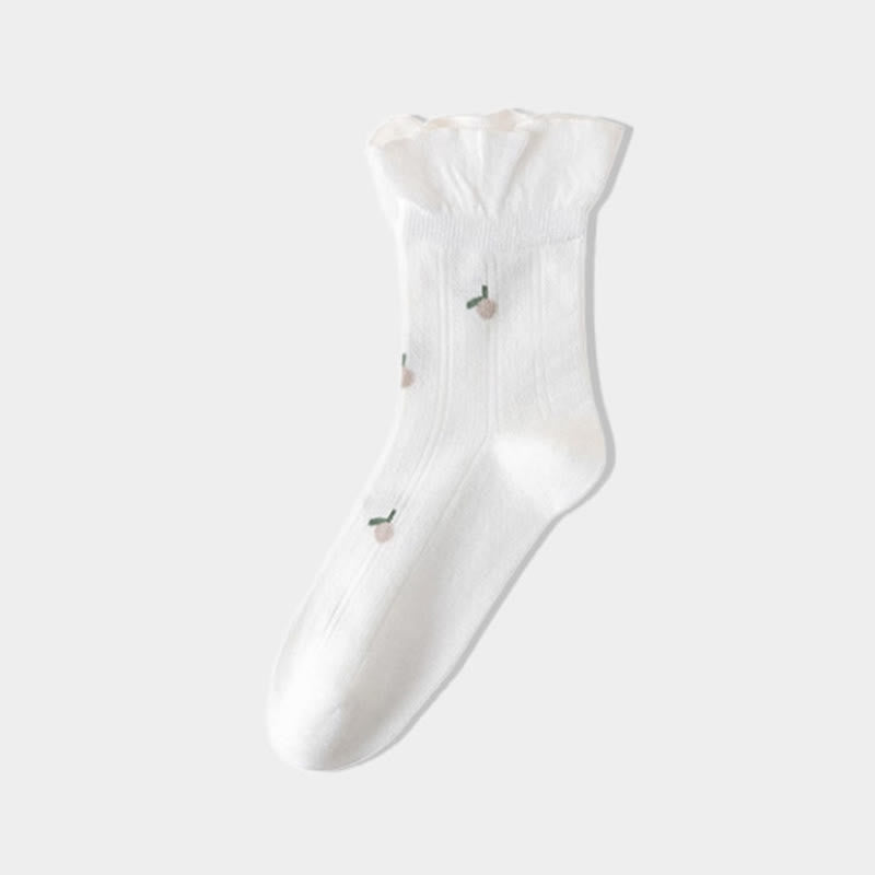 Spring Pure Cotton Sleep Socks(6 Pairs) - White - EU 36-40(US 3-7) - image 6