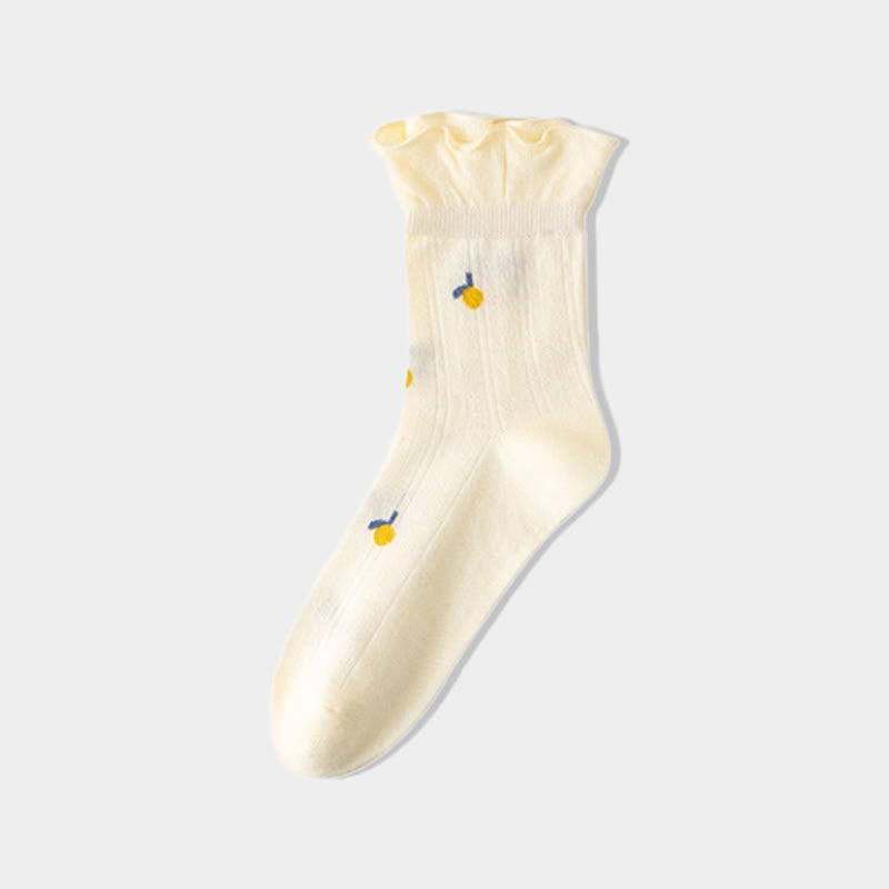 Spring Pure Cotton Sleep Socks(6 Pairs) - Yellow - EU 36-40(US 3-7) - image 8